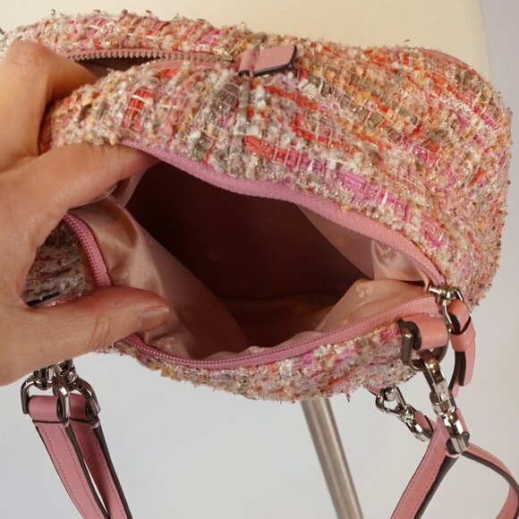 Kate Spade Briar Lane Mini Quilted Pink Tweed Leather Convertible Backpack - Picture 5 of 8